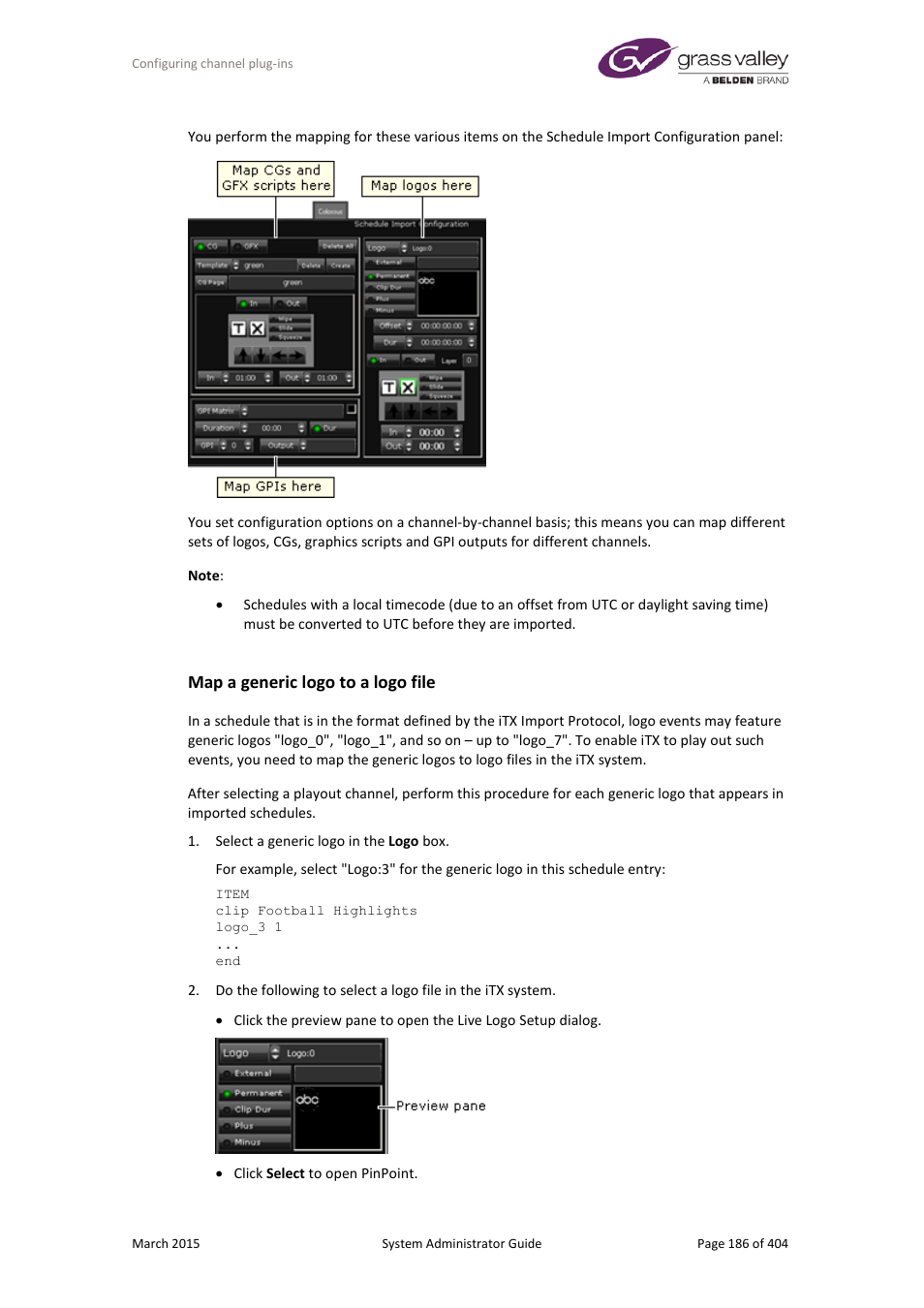 Map a generic logo to a logo file | Grass Valley iTX System v.2.6 User Manual | Page 186 / 404