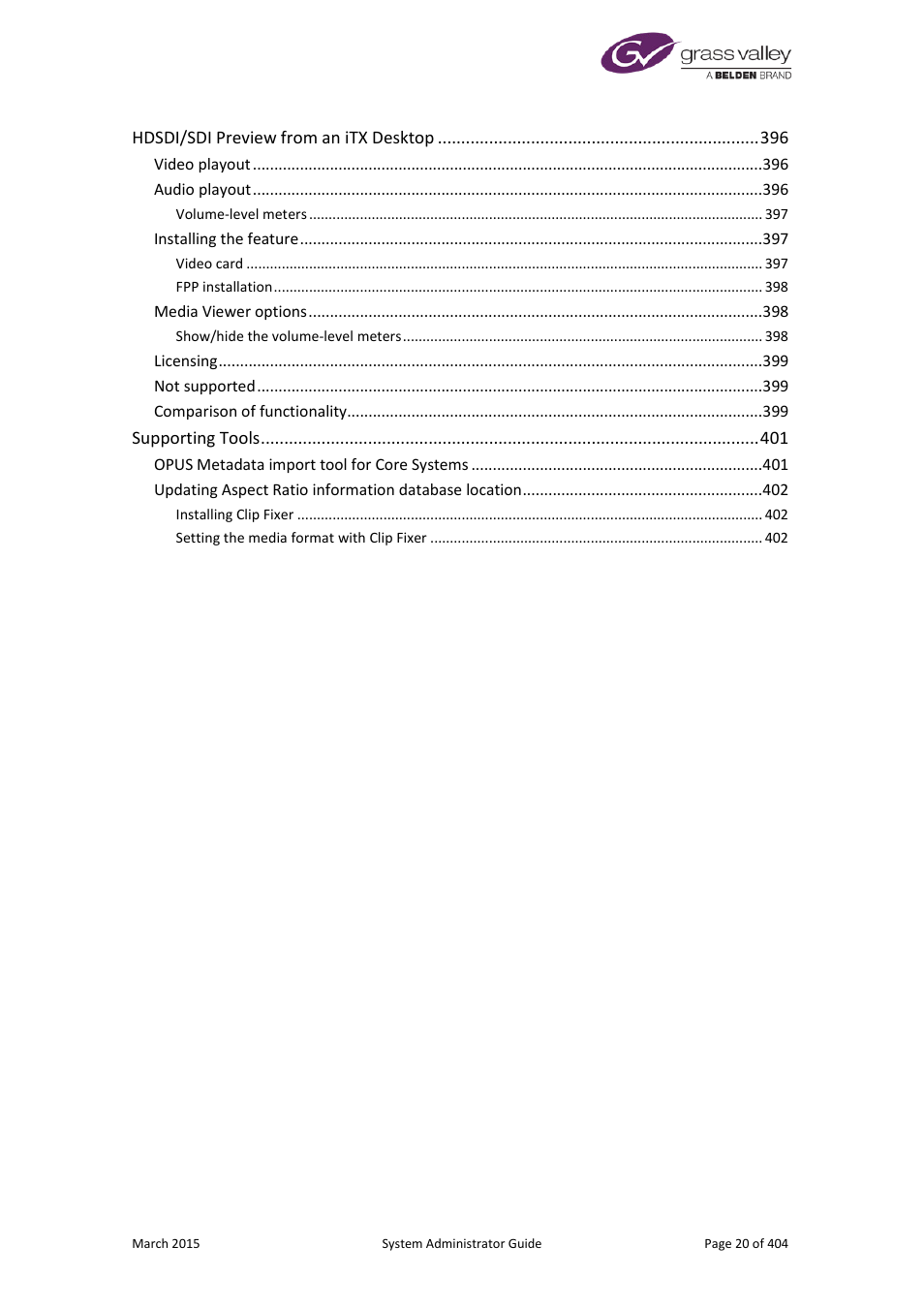 Grass Valley iTX System v.2.6 User Manual | Page 20 / 404