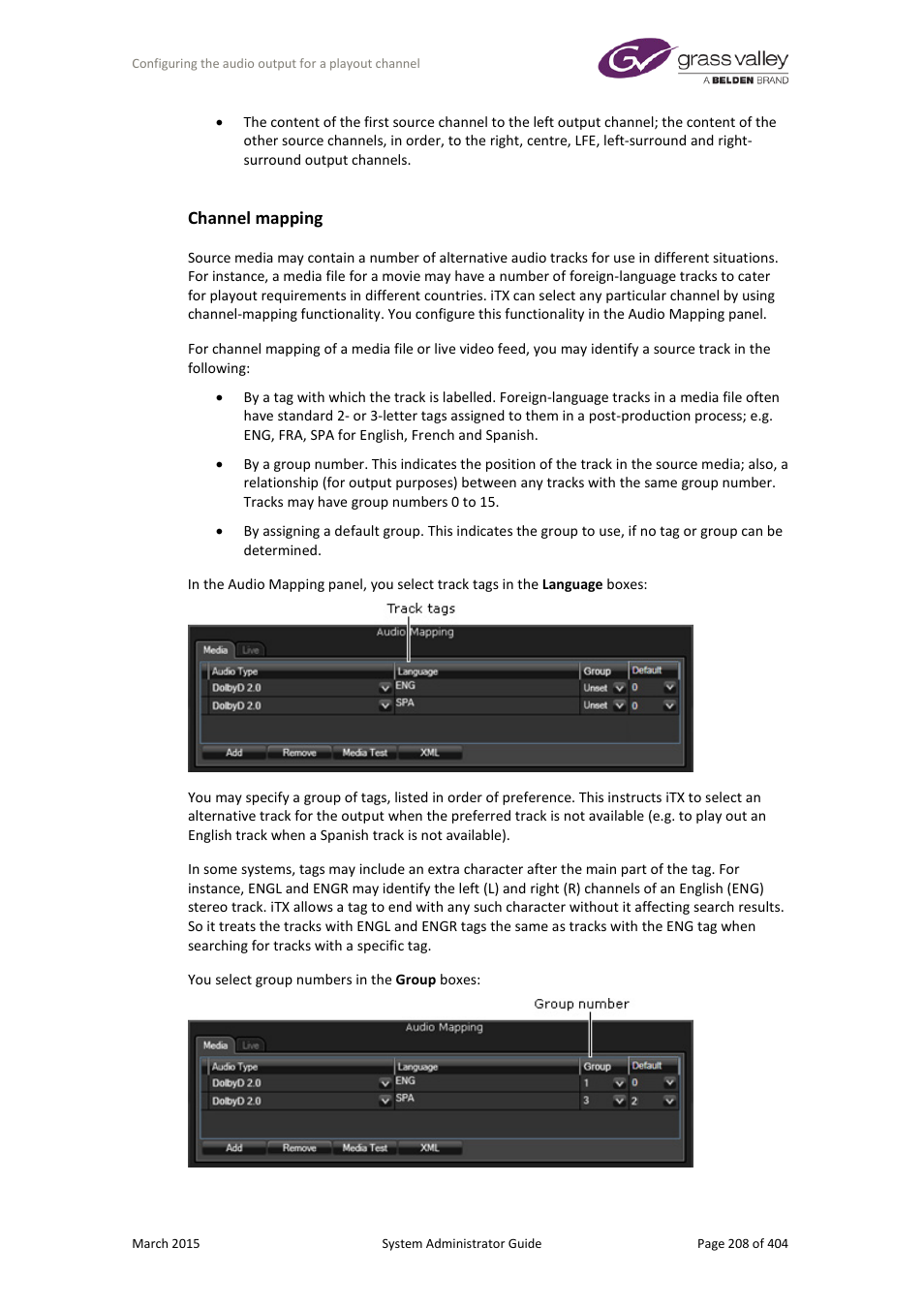 Channel mapping | Grass Valley iTX System v.2.6 User Manual | Page 208 / 404