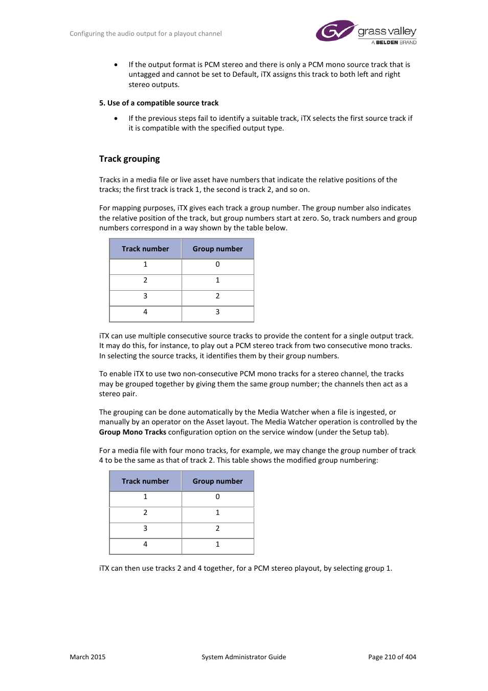 Track grouping | Grass Valley iTX System v.2.6 User Manual | Page 210 / 404