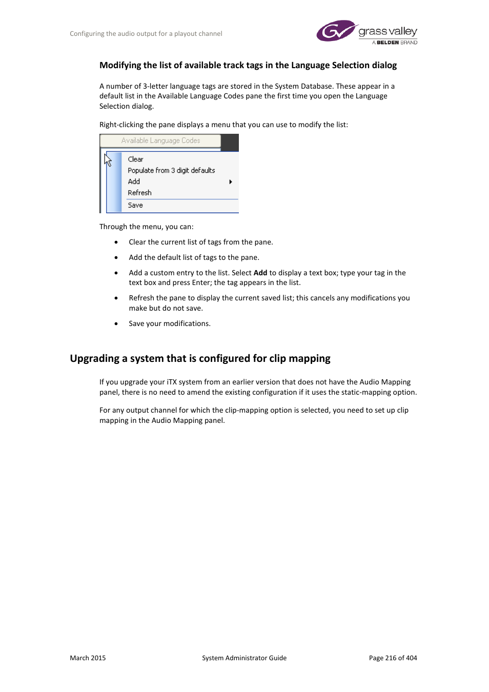 Grass Valley iTX System v.2.6 User Manual | Page 216 / 404