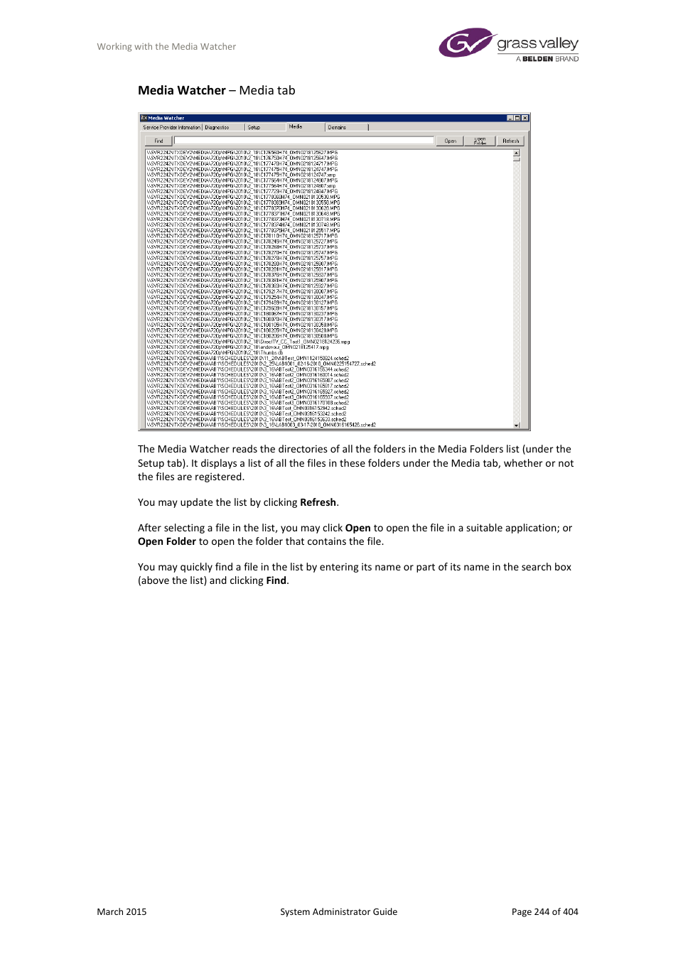 Media watcher – media tab | Grass Valley iTX System v.2.6 User Manual | Page 244 / 404