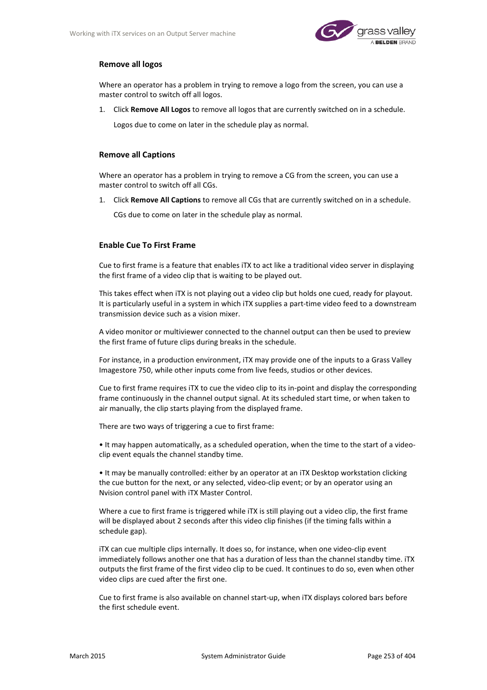 Grass Valley iTX System v.2.6 User Manual | Page 253 / 404