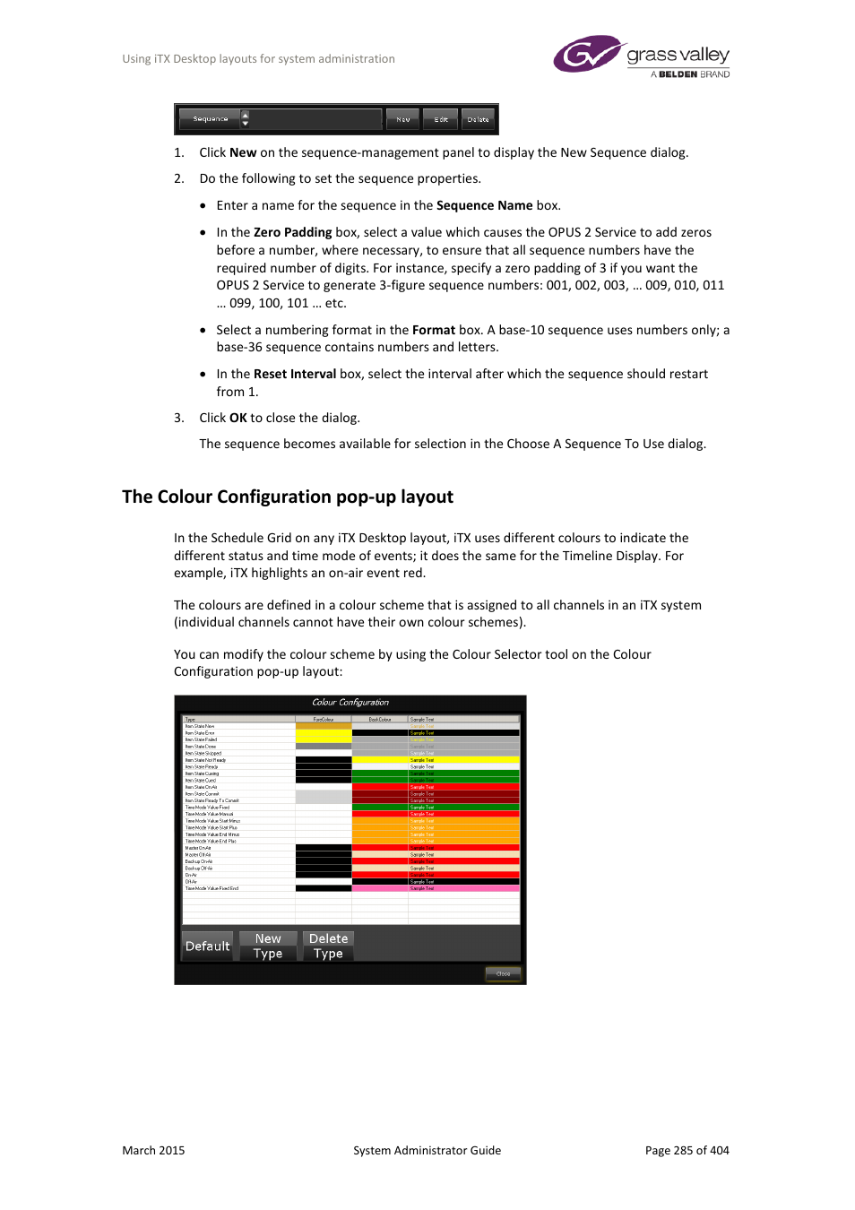 The colour configuration pop-up layout | Grass Valley iTX System v.2.6 User Manual | Page 285 / 404