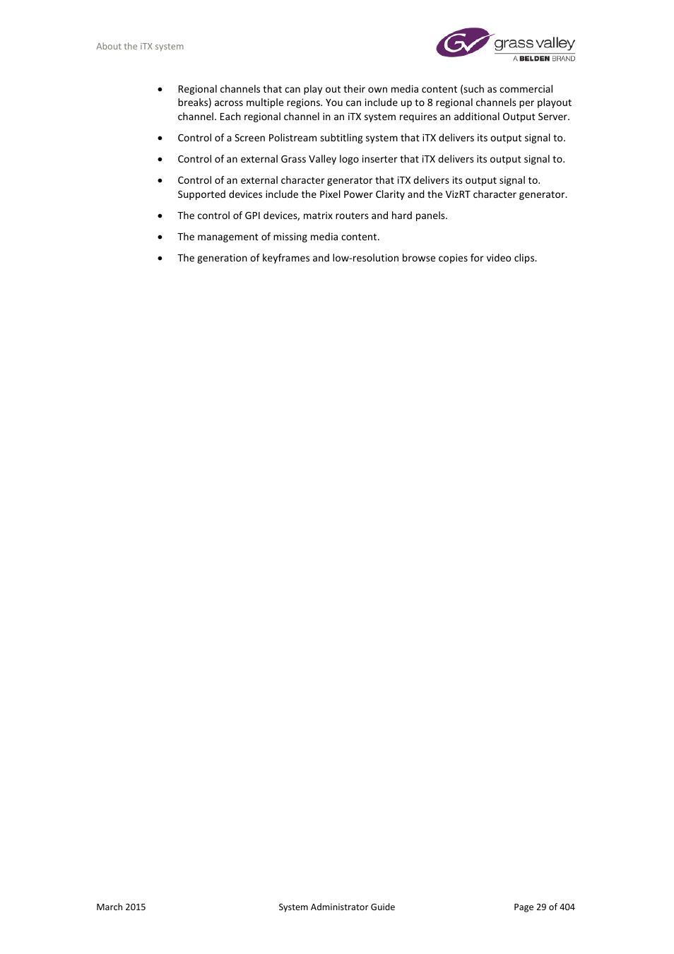 Grass Valley iTX System v.2.6 User Manual | Page 29 / 404
