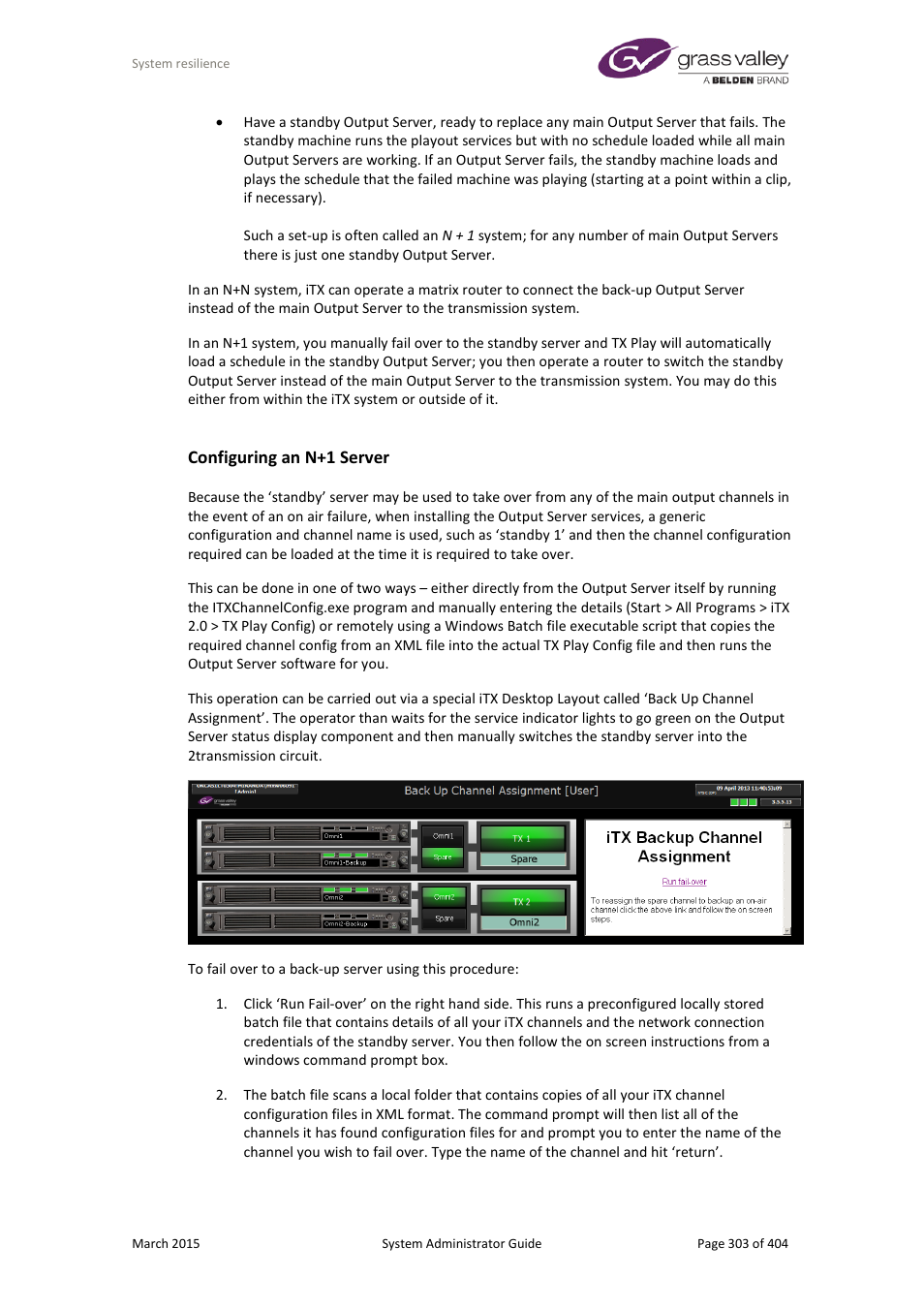 Configuring an n+1 server | Grass Valley iTX System v.2.6 User Manual | Page 303 / 404