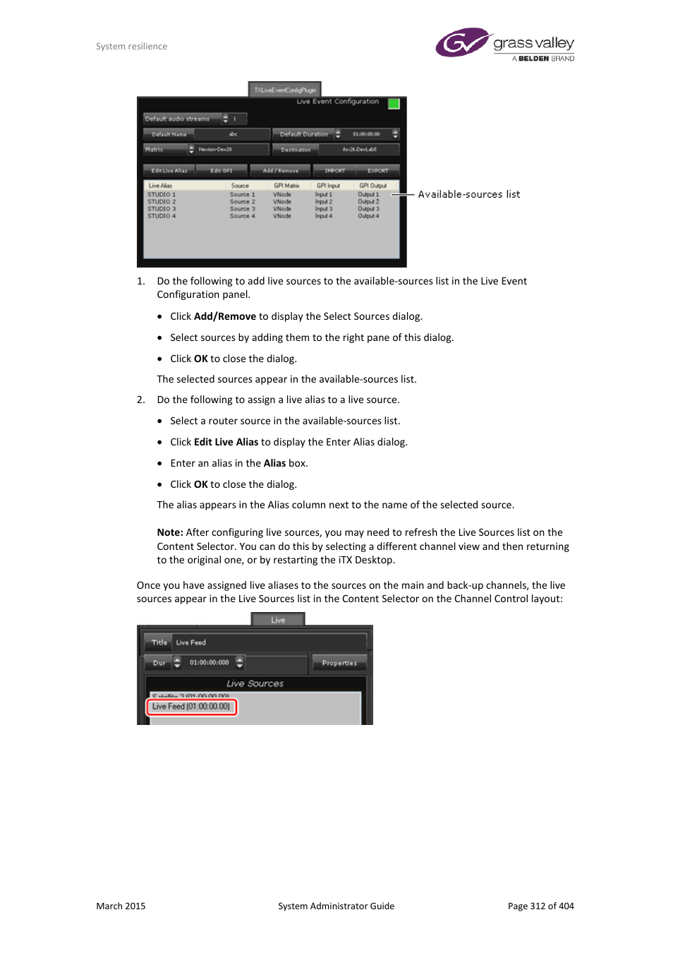 Grass Valley iTX System v.2.6 User Manual | Page 312 / 404