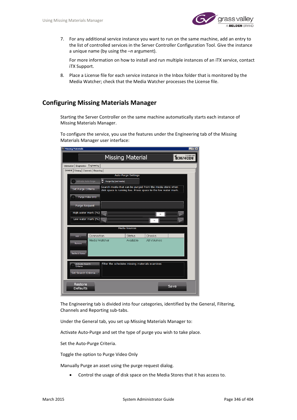 Configuring missing materials manager | Grass Valley iTX System v.2.6 User Manual | Page 346 / 404
