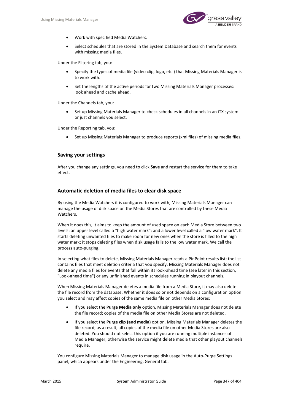 Saving your settings | Grass Valley iTX System v.2.6 User Manual | Page 347 / 404