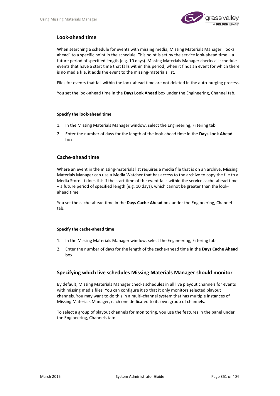 Look-ahead time, Cache-ahead time | Grass Valley iTX System v.2.6 User Manual | Page 351 / 404