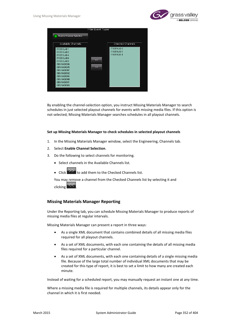 Missing materials manager reporting | Grass Valley iTX System v.2.6 User Manual | Page 352 / 404