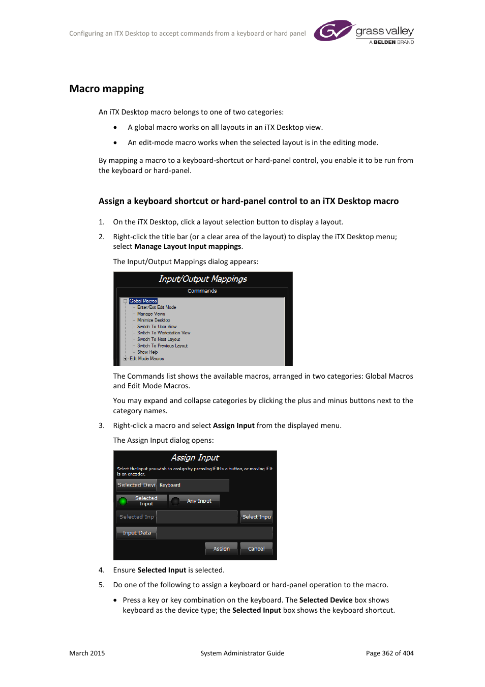 Macro mapping | Grass Valley iTX System v.2.6 User Manual | Page 362 / 404