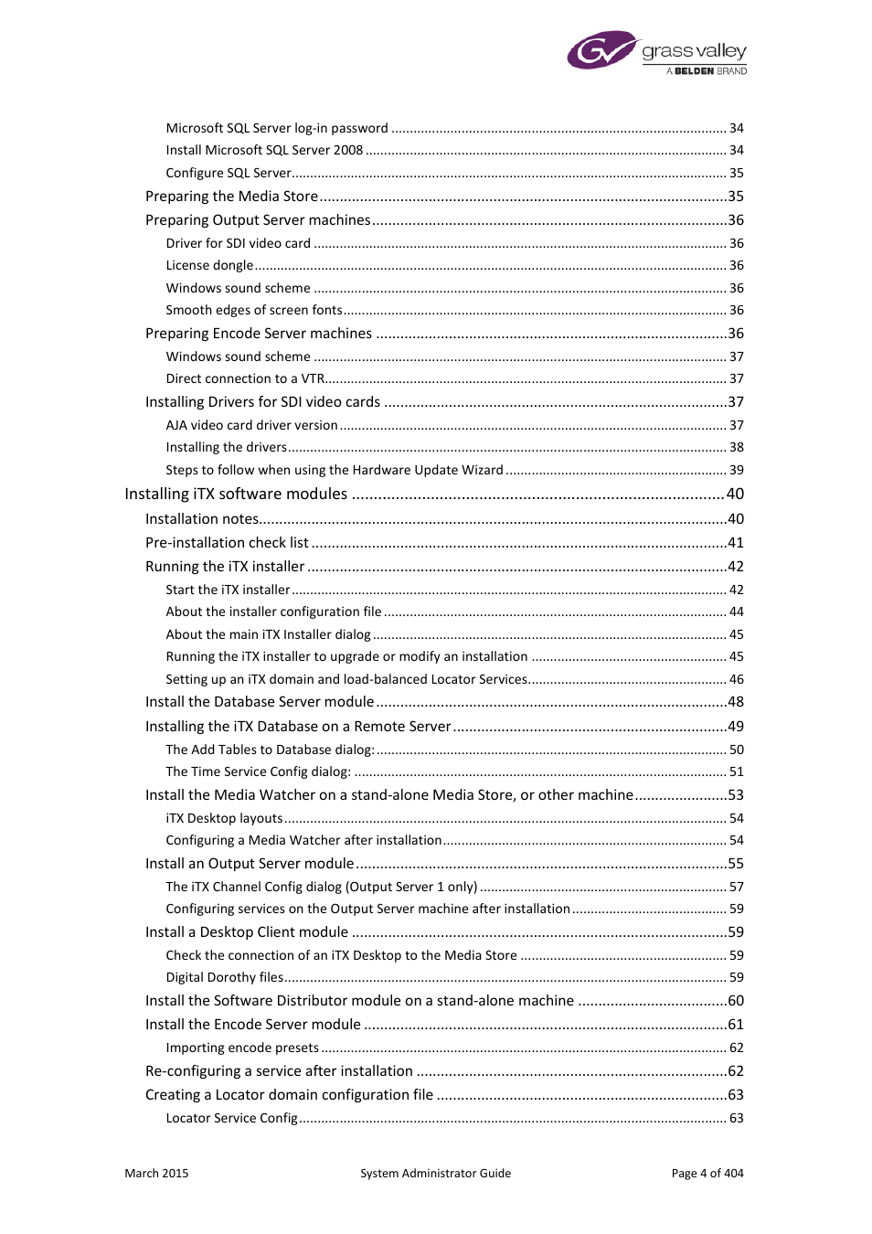 Grass Valley iTX System v.2.6 User Manual | Page 4 / 404