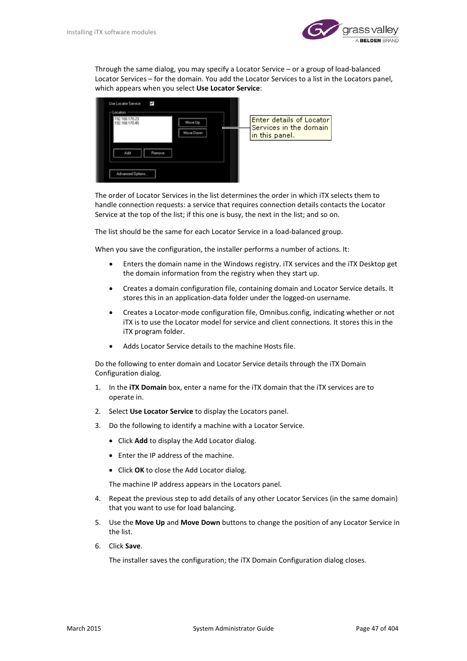 Grass Valley iTX System v.2.6 User Manual | Page 47 / 404