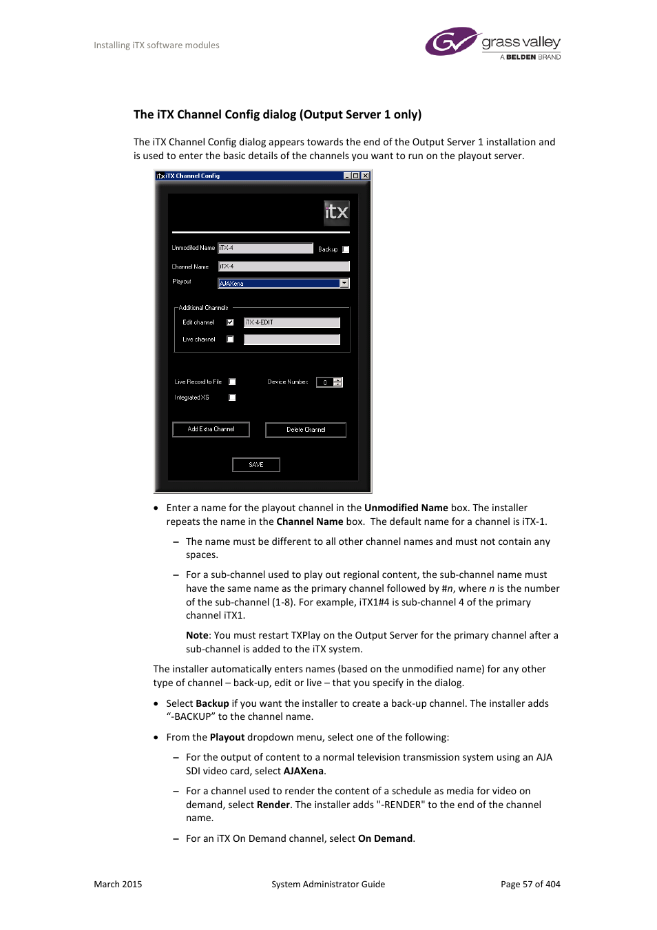 Grass Valley iTX System v.2.6 User Manual | Page 57 / 404