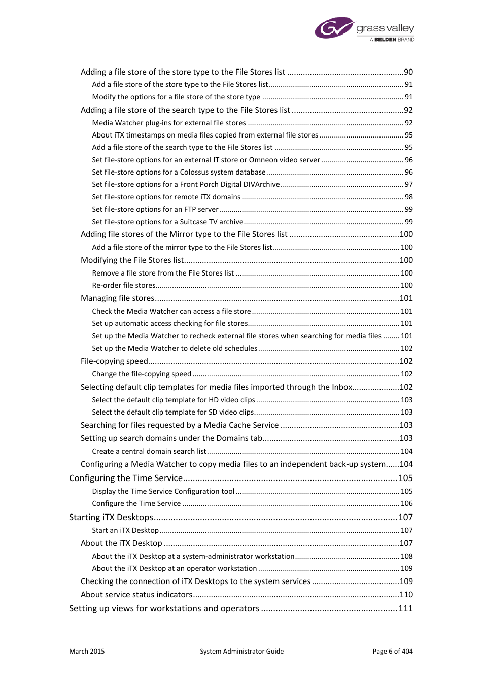 Grass Valley iTX System v.2.6 User Manual | Page 6 / 404