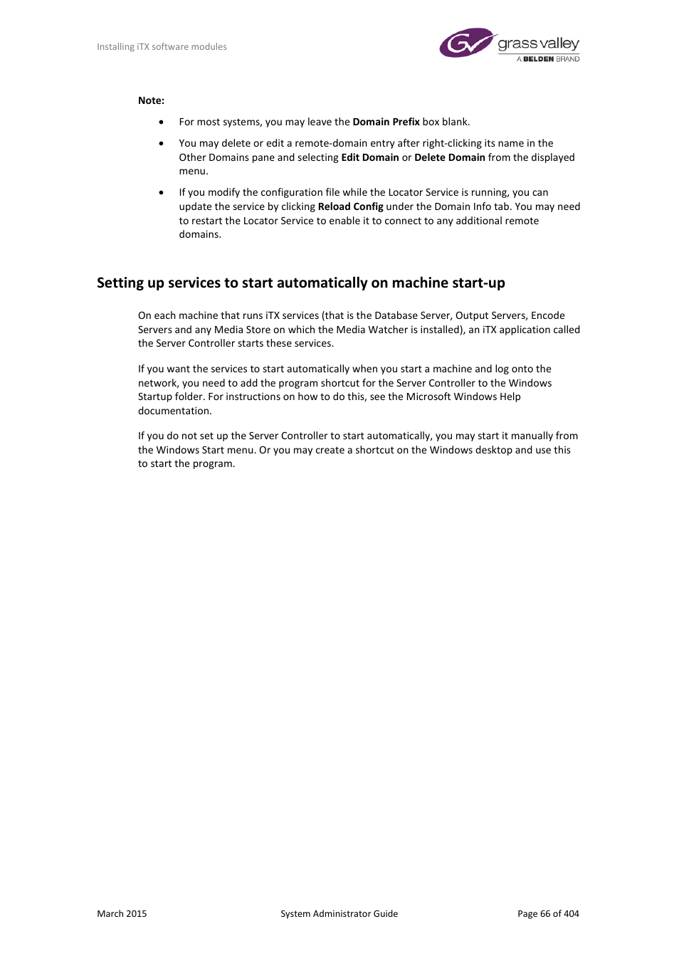 Grass Valley iTX System v.2.6 User Manual | Page 66 / 404