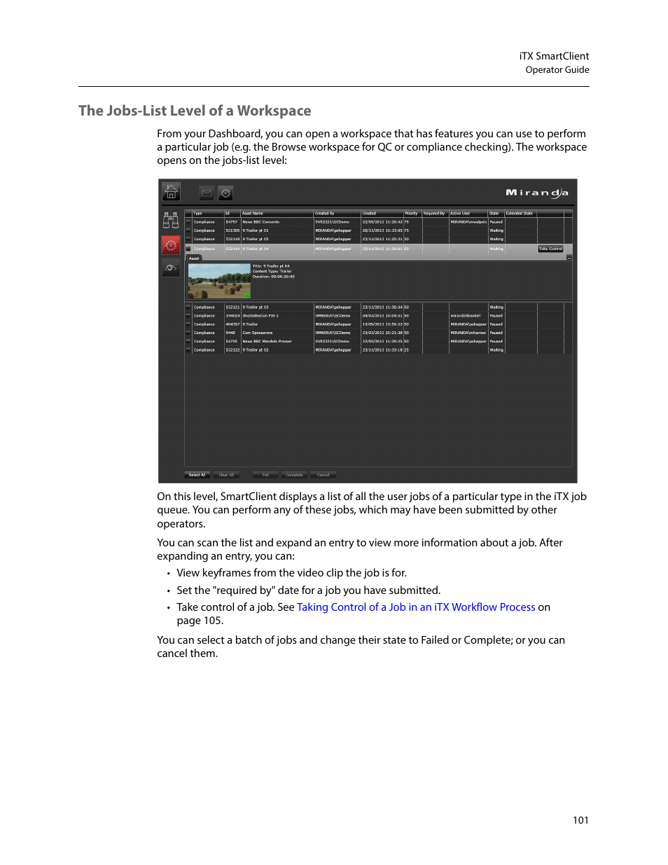 The jobs-list level of a workspace | Grass Valley iTX SmartClient v.2.6 User Manual | Page 109 / 117