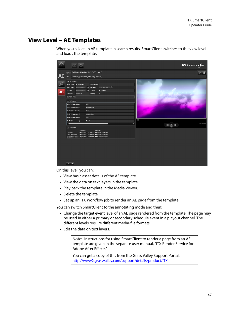 View level – ae templates | Grass Valley iTX SmartClient v.2.6 User Manual | Page 55 / 117