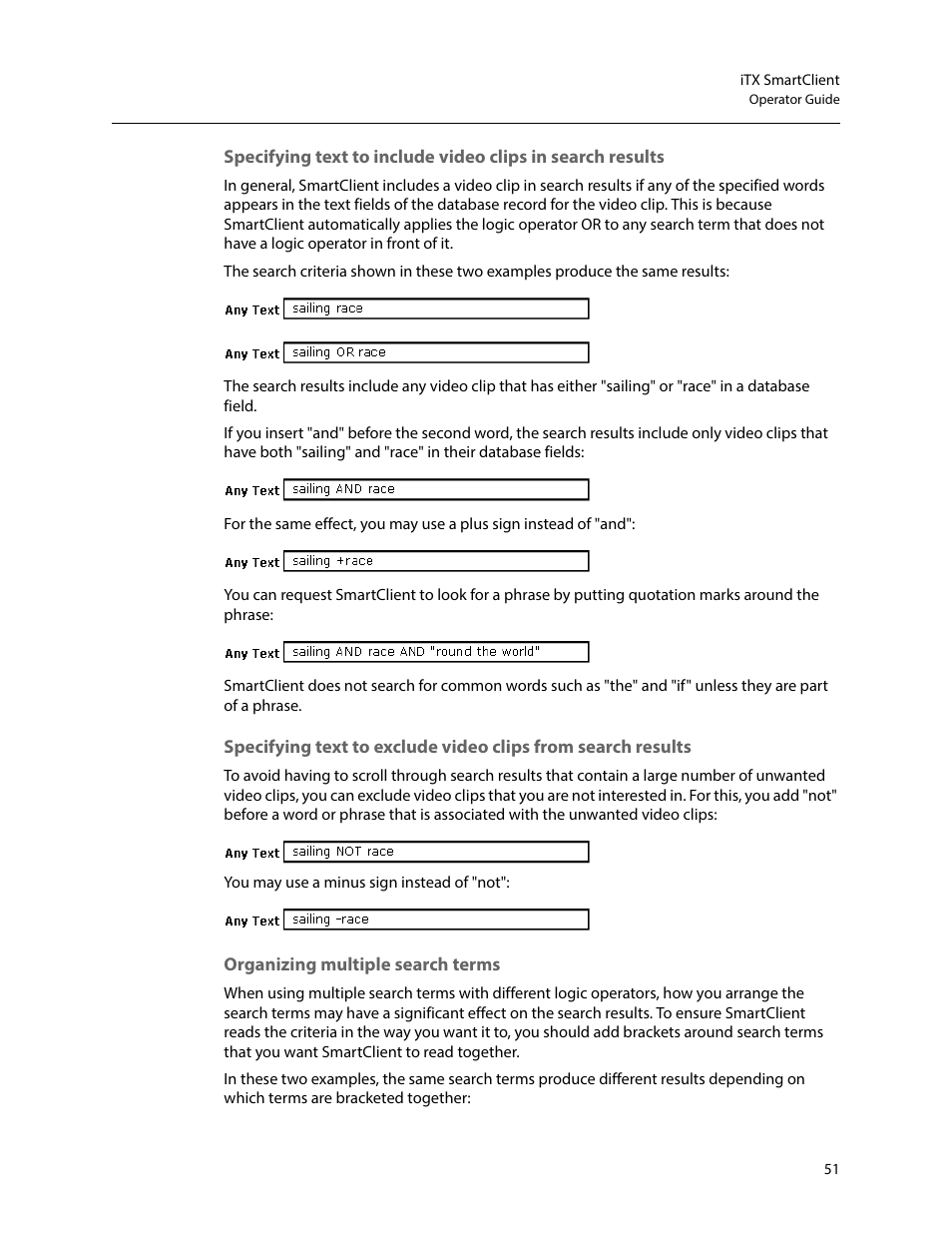Organizing multiple search terms | Grass Valley iTX SmartClient v.2.6 User Manual | Page 59 / 117