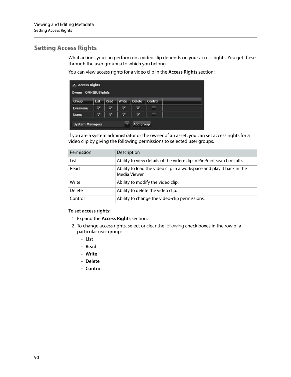 Setting access rights | Grass Valley iTX SmartClient v.2.6 User Manual | Page 98 / 117