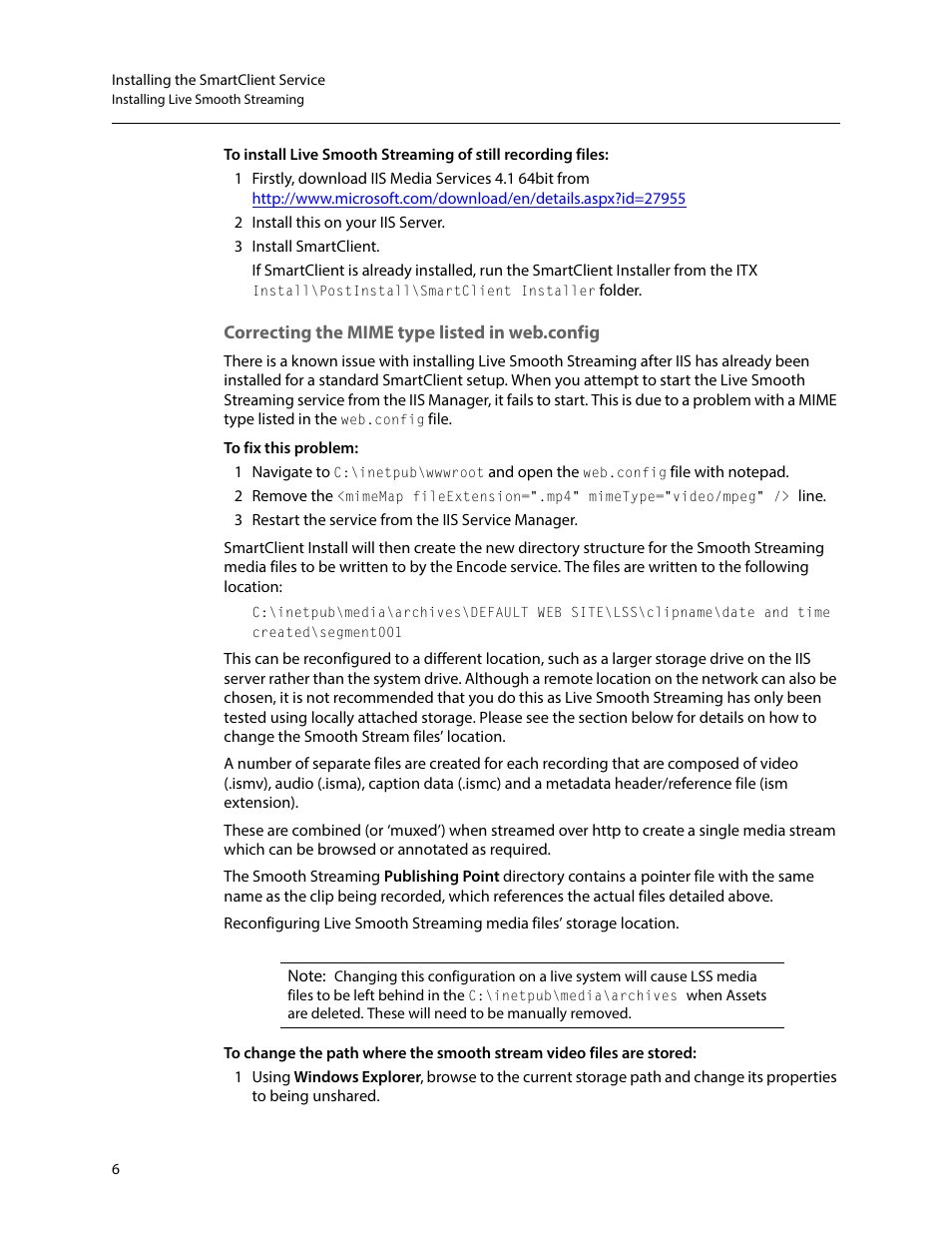 Correcting the mime type listed in web.config | Grass Valley iTX SmartClient v.2.6 System Administrator Guide User Manual | Page 10 / 45