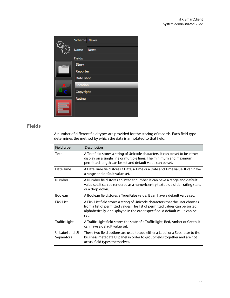 Fields | Grass Valley iTX SmartClient v.2.6 System Administrator Guide User Manual | Page 15 / 45