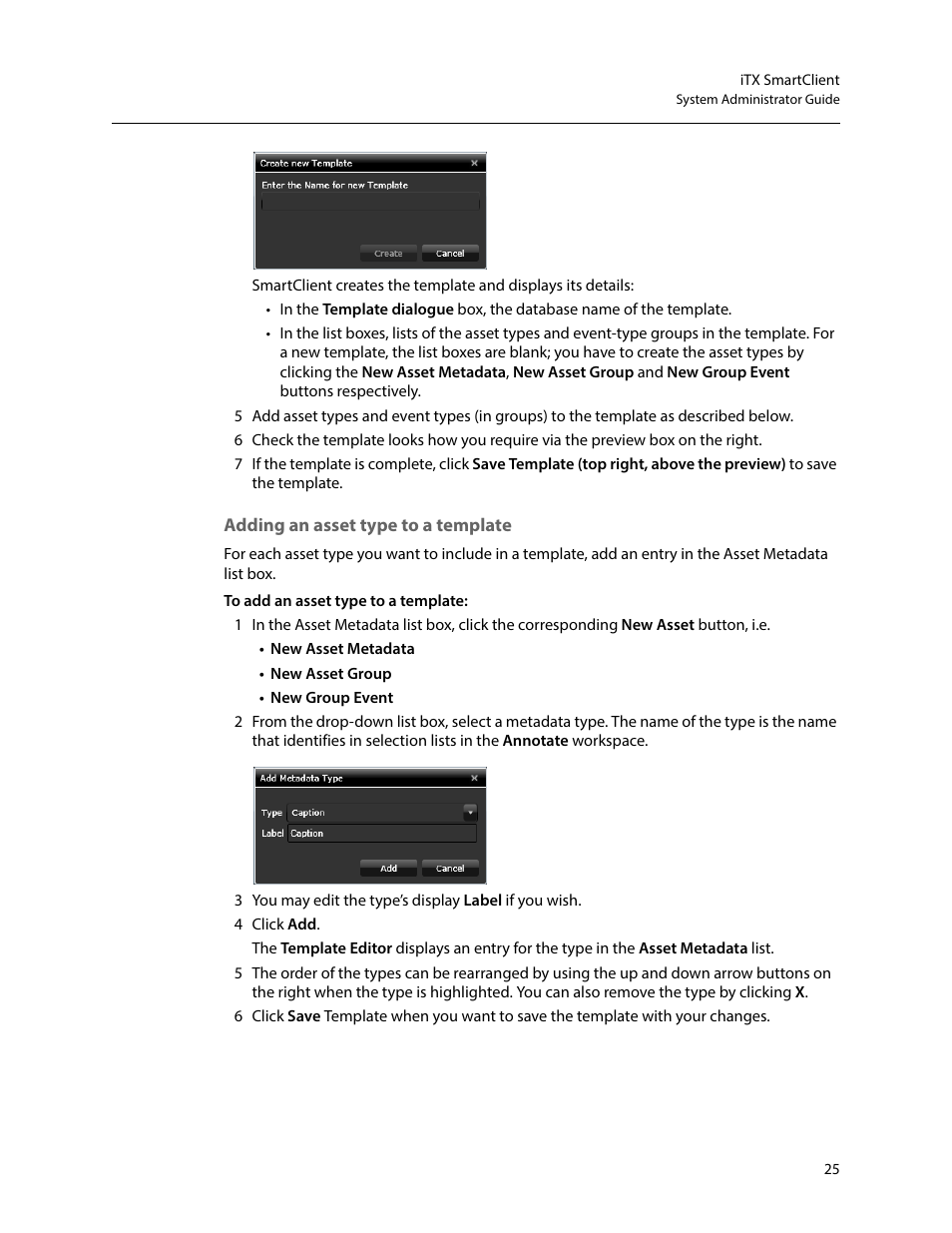 Adding an asset type to a template | Grass Valley iTX SmartClient v.2.6 System Administrator Guide User Manual | Page 29 / 45