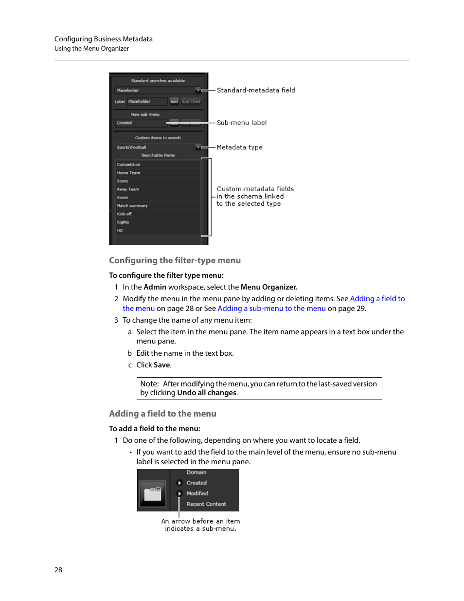 Configuring the filter-type menu, Adding a field to the menu | Grass Valley iTX SmartClient v.2.6 System Administrator Guide User Manual | Page 32 / 45