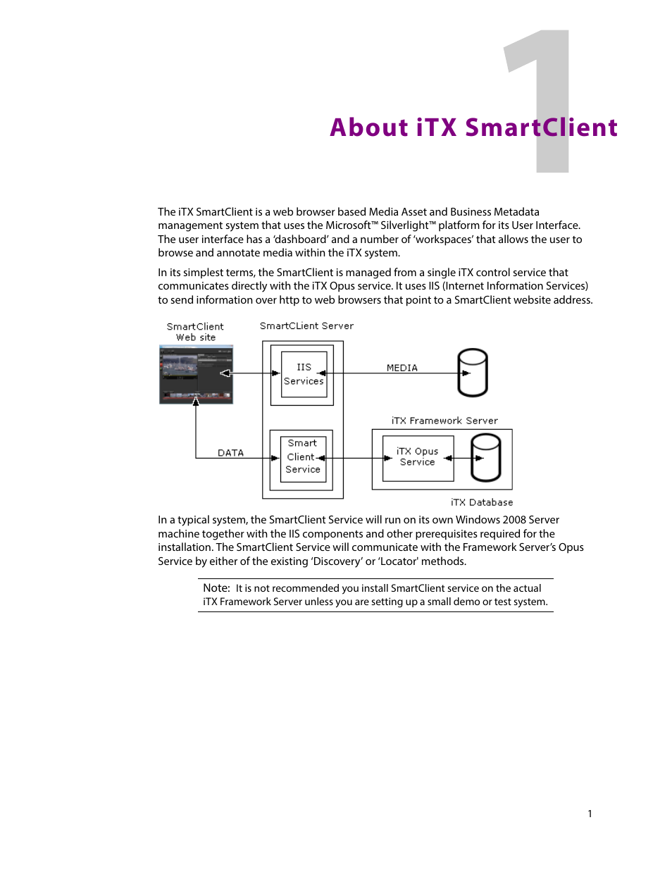 About itx smartclient, 1 about itx smartclient | Grass Valley iTX SmartClient v.2.6 System Administrator Guide User Manual | Page 5 / 45