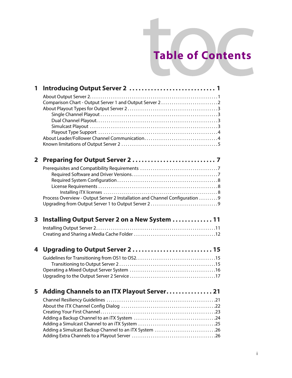 Grass Valley iTX Output Server 2 v.2.6 User Manual | Page 3 / 75