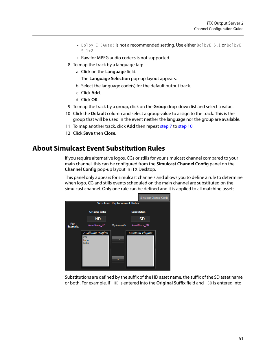 About simulcast event substitution rules | Grass Valley iTX Output Server 2 v.2.6 User Manual | Page 57 / 75
