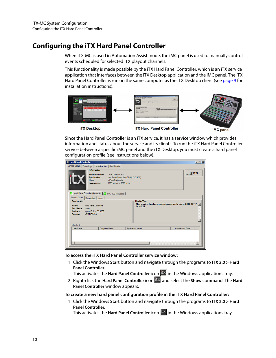 Configuring the itx hard panel controller | Grass Valley iTX Master Control v.2.6 User Manual | Page 14 / 44