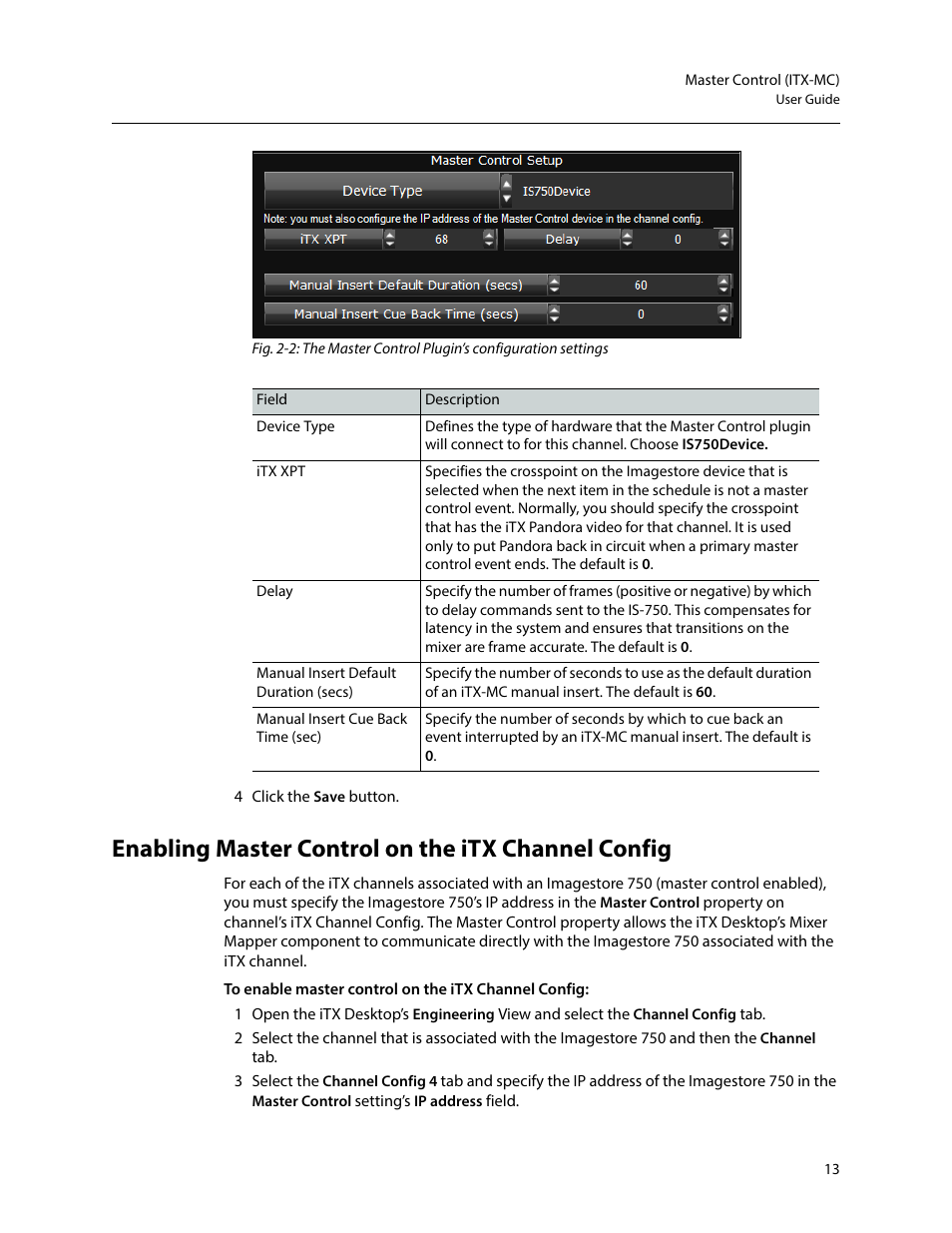Enabling master control on the itx channel config | Grass Valley iTX Master Control v.2.6 User Manual | Page 17 / 44