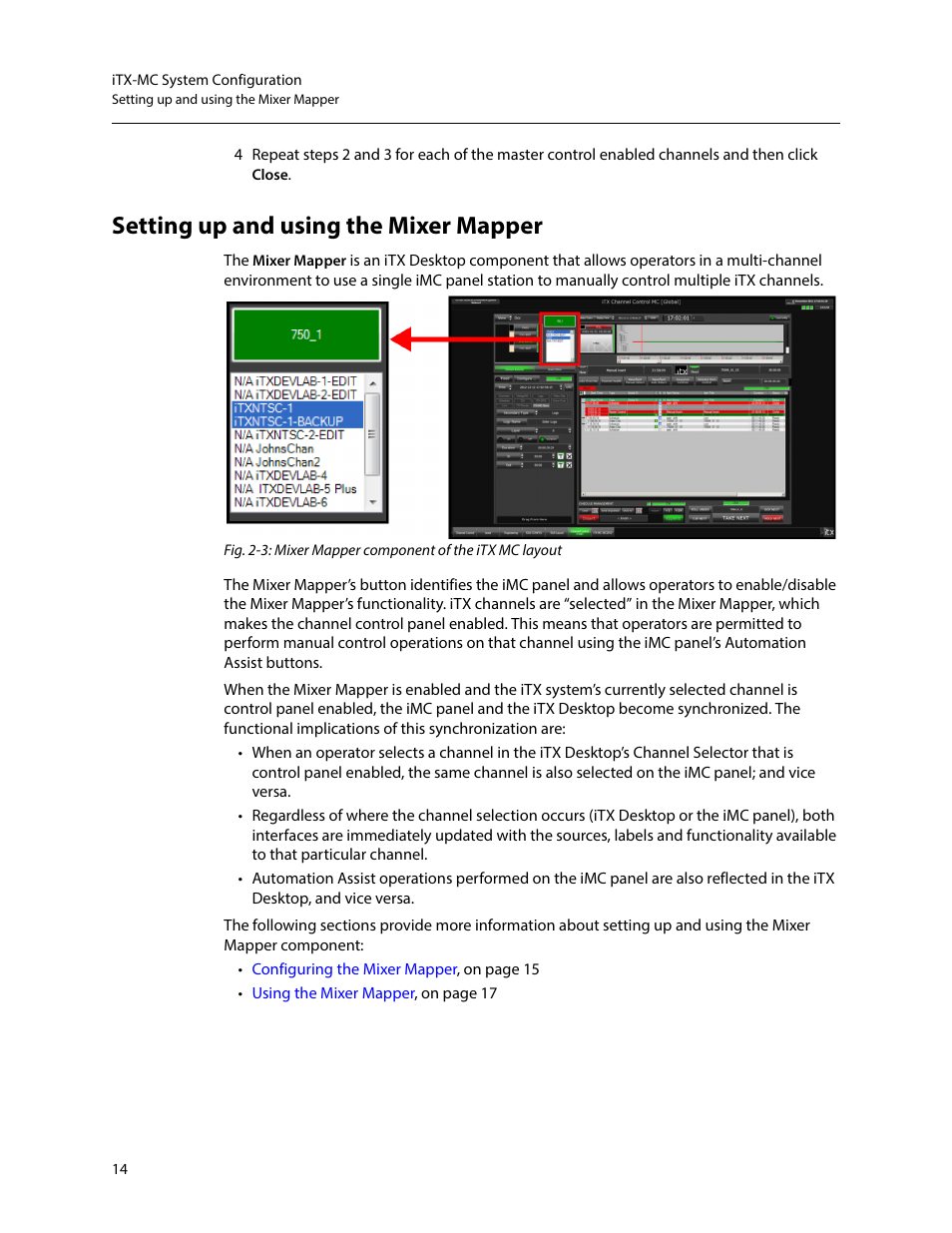 Setting up and using the mixer mapper | Grass Valley iTX Master Control v.2.6 User Manual | Page 18 / 44