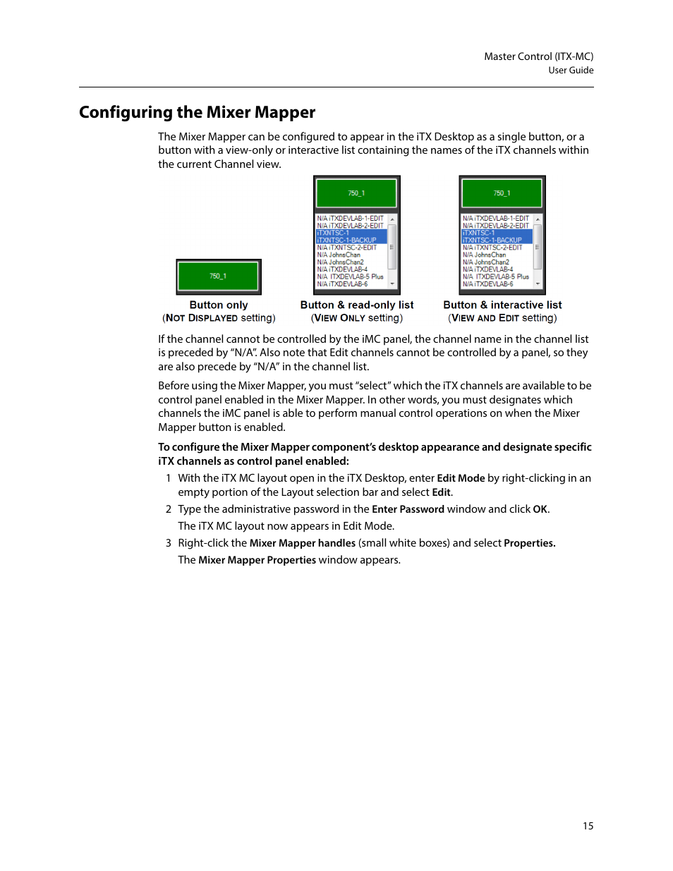 Configuring the mixer mapper | Grass Valley iTX Master Control v.2.6 User Manual | Page 19 / 44
