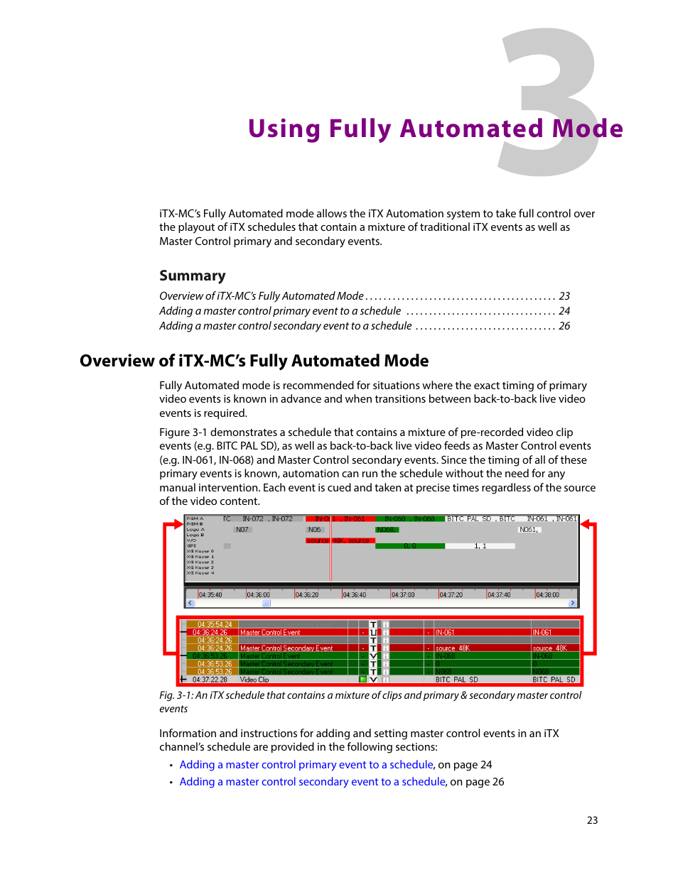 Using fully automated mode, Overview of itx-mc’s fully automated mode, 3 using fully automated mode | Grass Valley iTX Master Control v.2.6 User Manual | Page 27 / 44