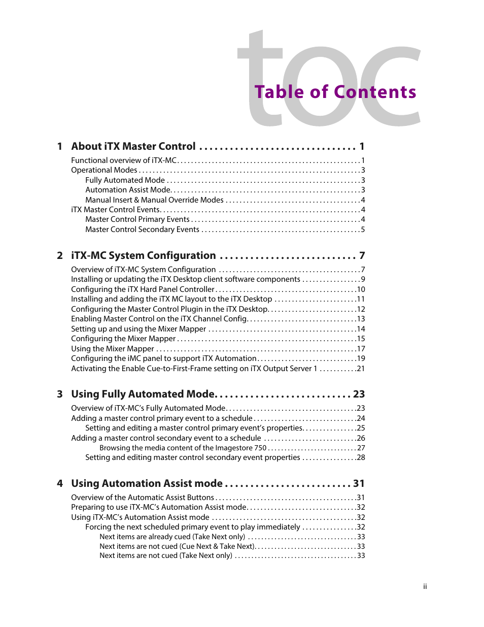 Grass Valley iTX Master Control v.2.6 User Manual | Page 3 / 44