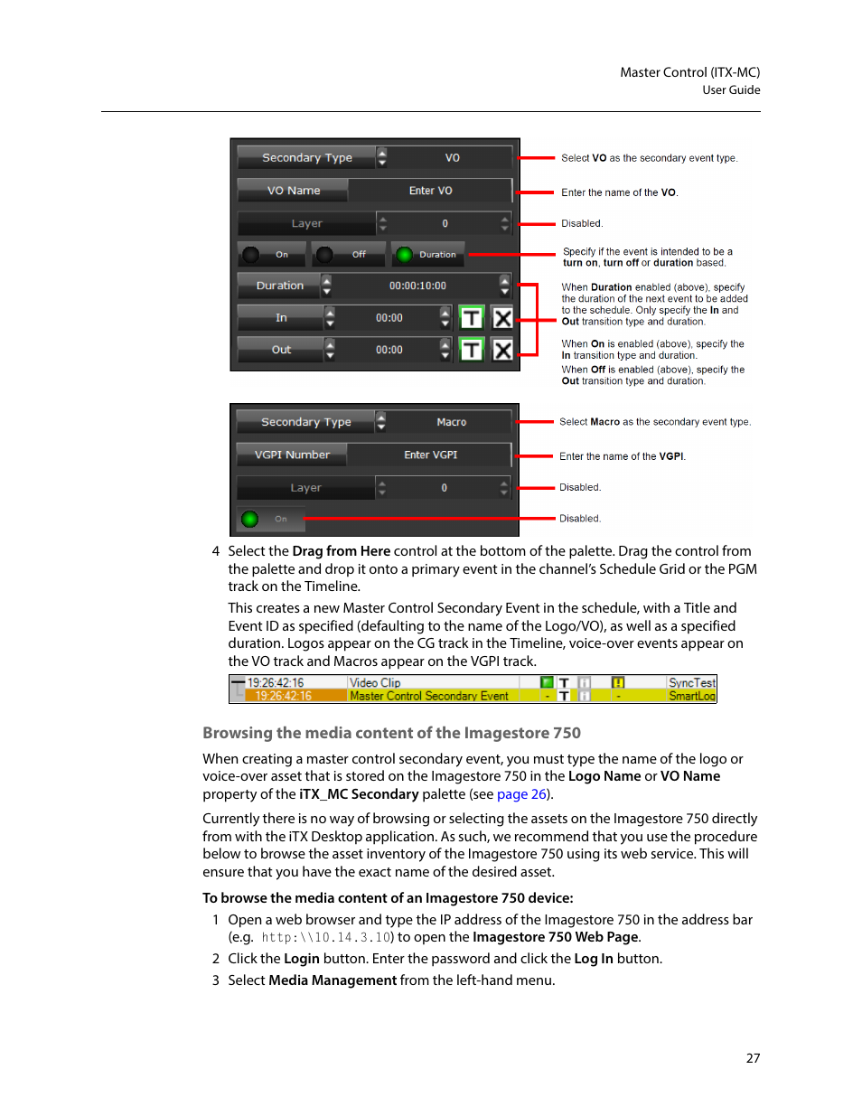 Browsing the media content of the imagestore 750 | Grass Valley iTX Master Control v.2.6 User Manual | Page 31 / 44
