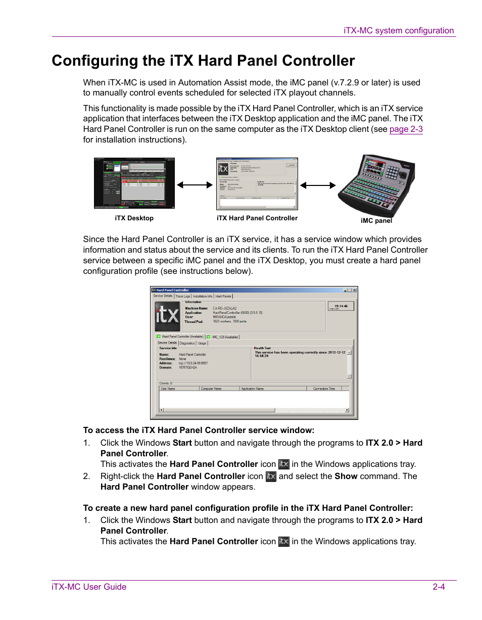 Configuring the itx hard panel controller, Configuring the itx hard panel controller -4 | Grass Valley iTX Master Control v.2.3 User Manual | Page 14 / 48