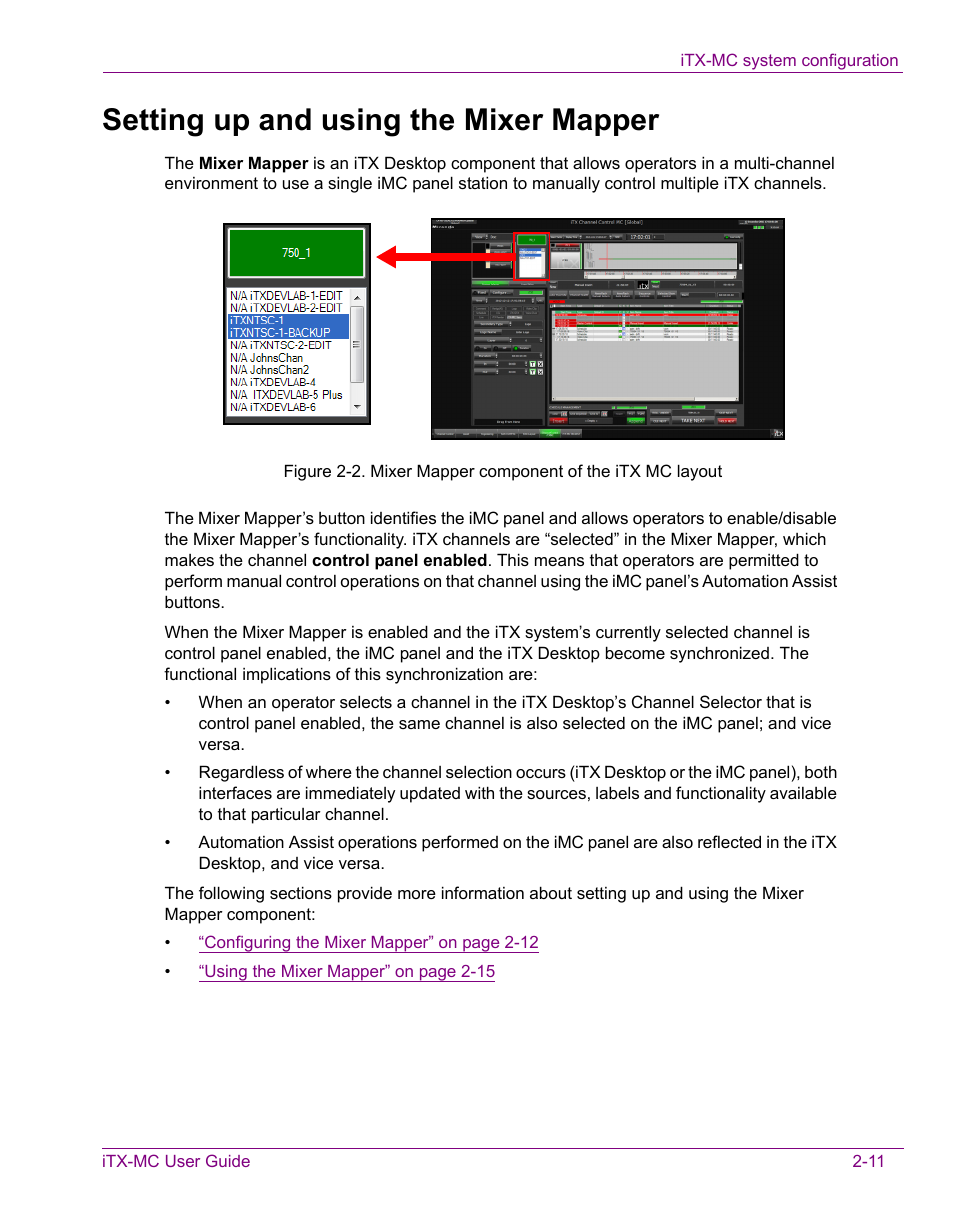 Setting up and using the mixer mapper, Setting up and using the mixer mapper -11, Nt. see | Grass Valley iTX Master Control v.2.3 User Manual | Page 21 / 48