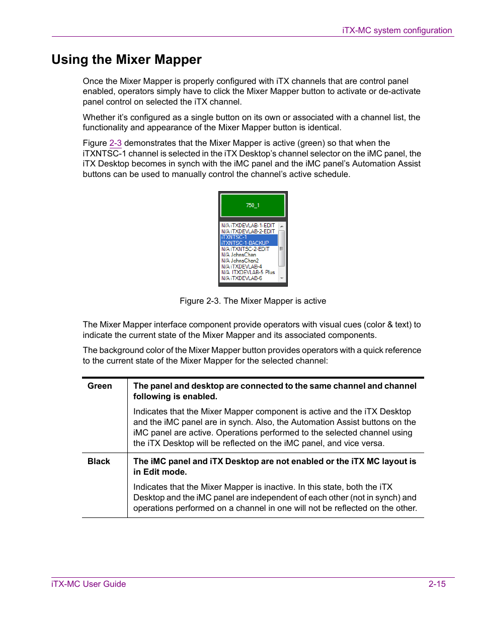 Using the mixer mapper, Using the mixer mapper -15 | Grass Valley iTX Master Control v.2.3 User Manual | Page 25 / 48
