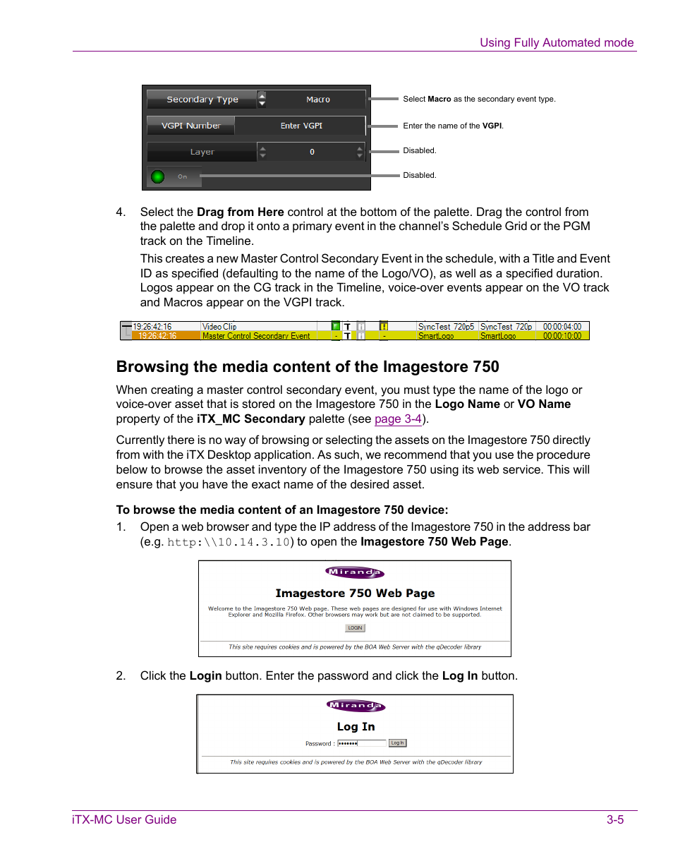Browsing the media content of the imagestore 750 | Grass Valley iTX Master Control v.2.3 User Manual | Page 35 / 48