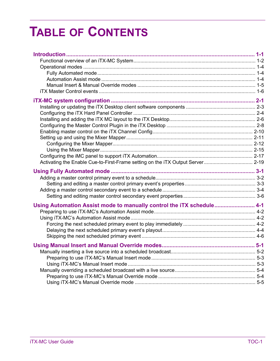 Able, Ontents | Grass Valley iTX Master Control v.2.3 User Manual | Page 4 / 48