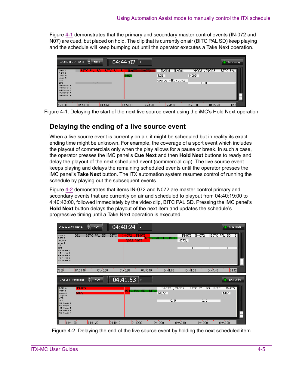 Delaying the ending of a live source event | Grass Valley iTX Master Control v.2.3 User Manual | Page 42 / 48