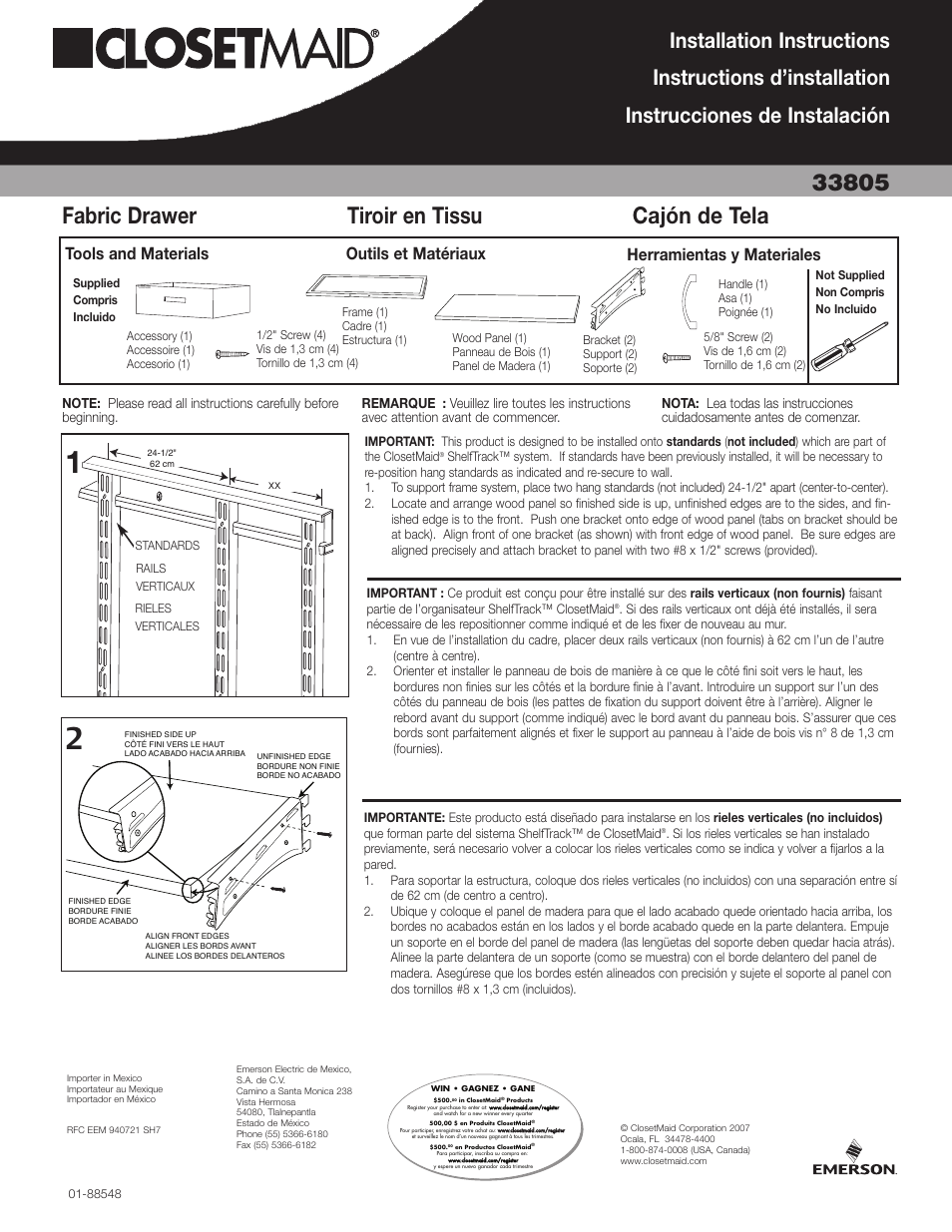 Closet Maid Fabric Drawer 33805 User Manual | 2 pages