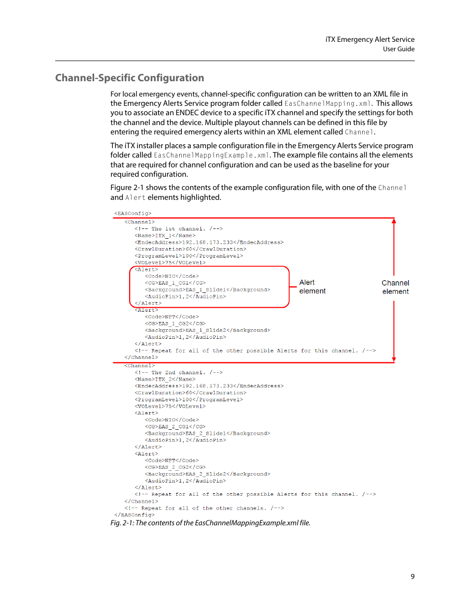 Channel-specific configuration | Grass Valley iTX Emergency Alert Service v.2.6 User Manual | Page 13 / 21