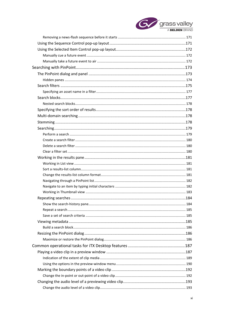 Grass Valley iTX Desktop v.2.6 User Manual | Page 12 / 373