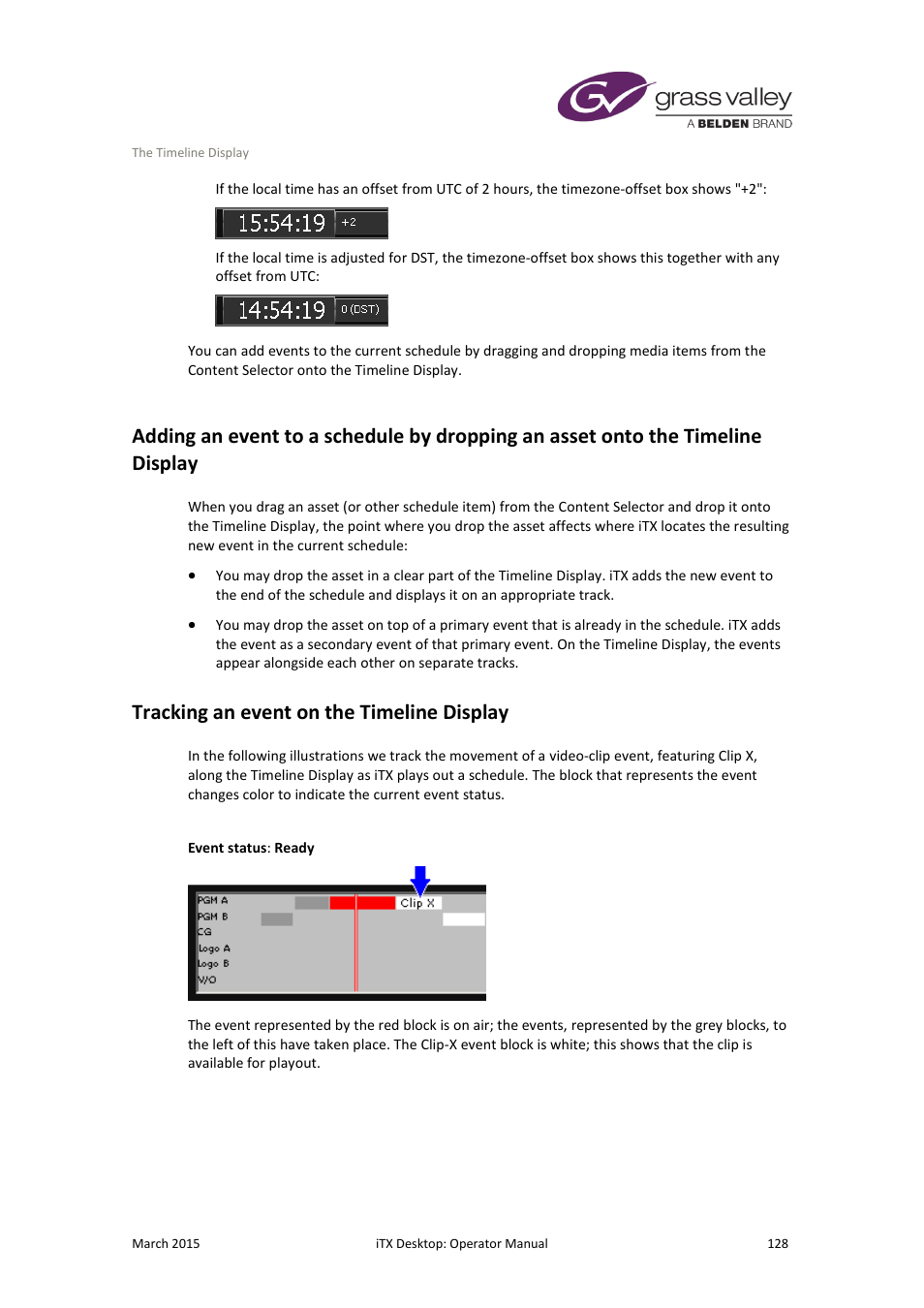 Tracking an event on the timeline display | Grass Valley iTX Desktop v.2.6 User Manual | Page 148 / 373