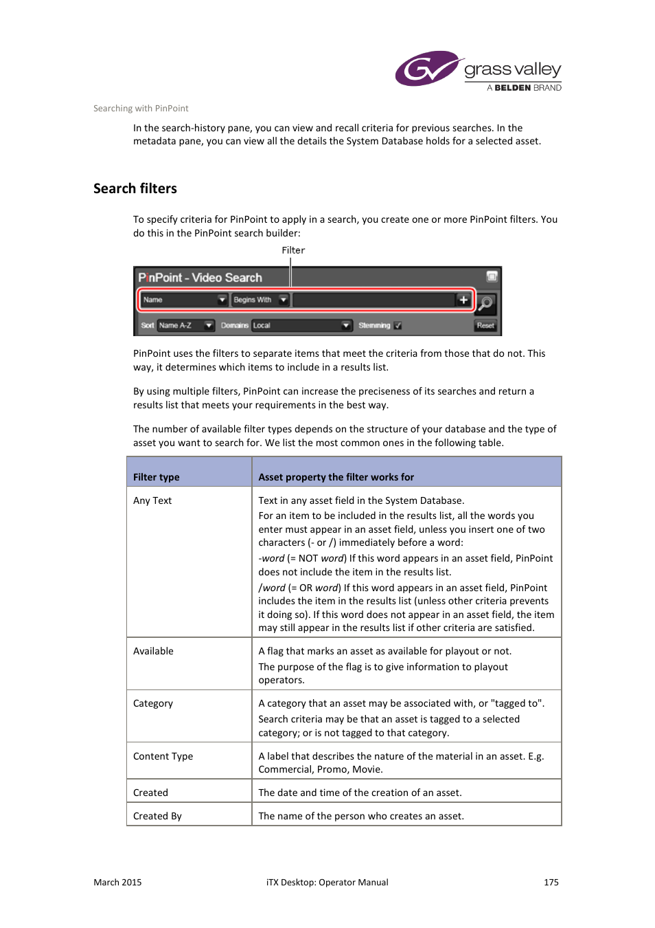 Search filters | Grass Valley iTX Desktop v.2.6 User Manual | Page 195 / 373